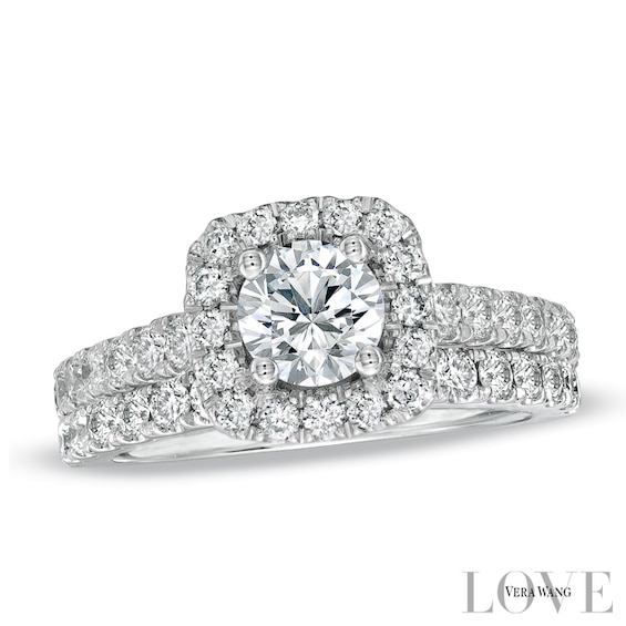 Vera Wang Love Collection 2 CT. T.w. Diamond Frame Bridal Set in 14K White Gold