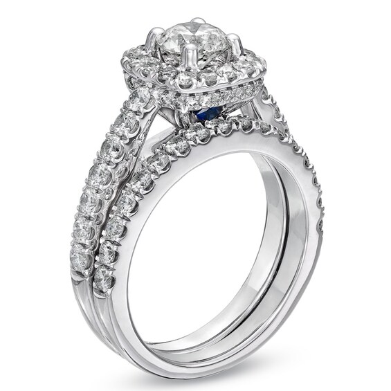 Vera Wang Love Collection 2 CT. T.w. Diamond Frame Bridal Set in 14K White Gold