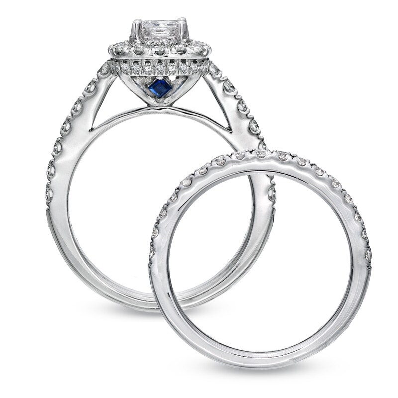 Main Image 2 of Vera Wang Love Collection 2 CT. T.W. Princess-Cut Diamond Frame Bridal Set in 14K White Gold