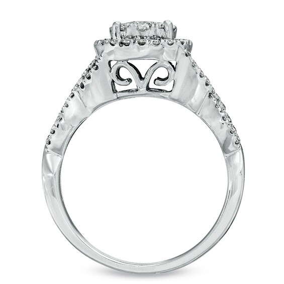 1-1/5 CT. T.w. Multi-Diamond Frame Bridal Set in 14K White Gold