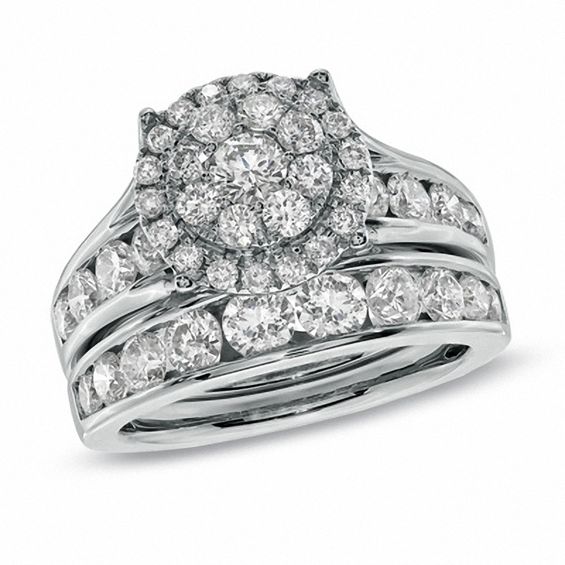 2-3/4 CT. T.w. Diamond Frame Bridal Set in 14K White Gold