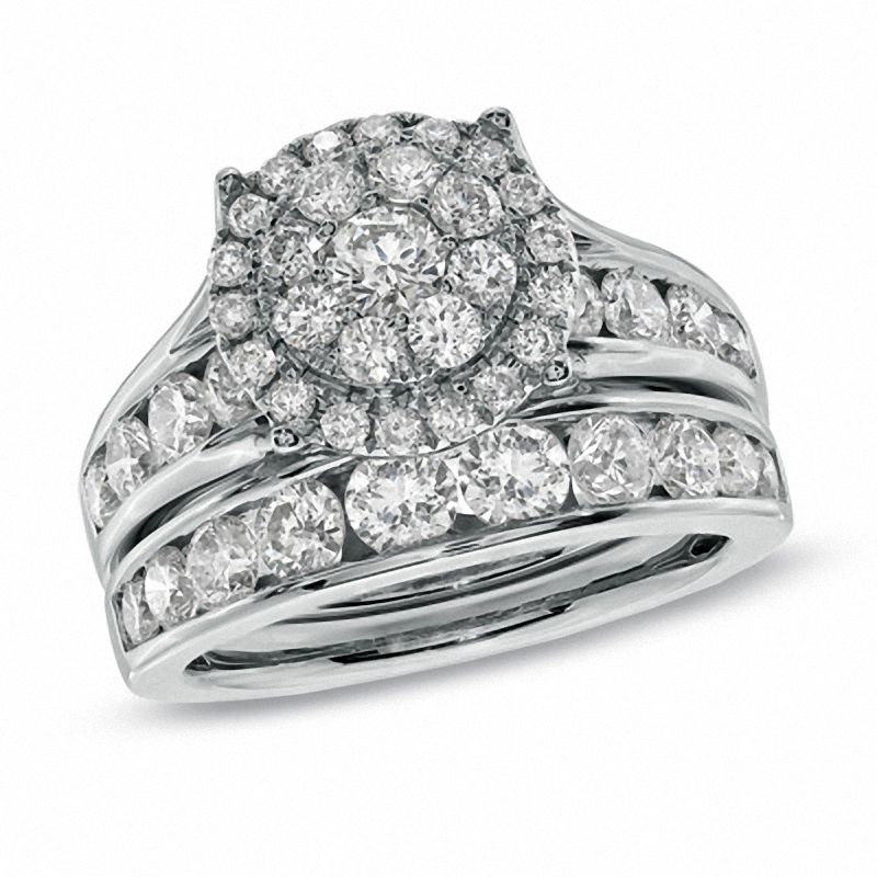 Main Image 1 of 2-3/4 CT. T.W. Diamond Frame Bridal Set in 14K White Gold