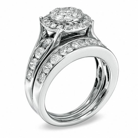 2-3/4 CT. T.w. Diamond Frame Bridal Set in 14K White Gold