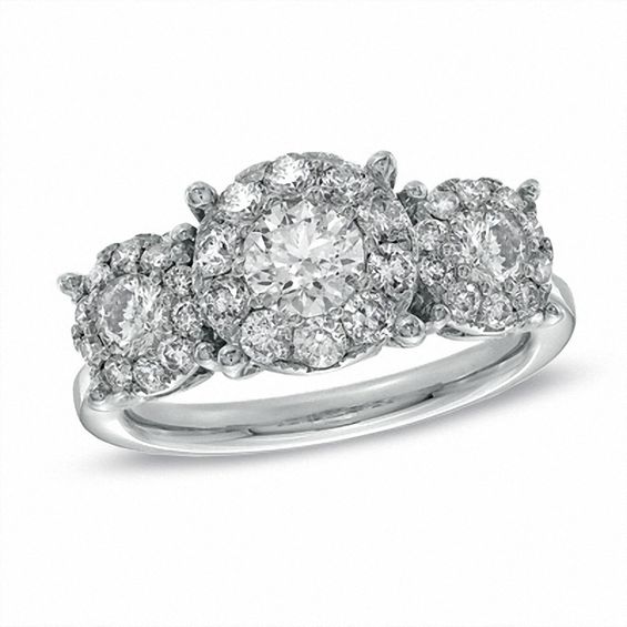 1-1/2 CT. T.w. Diamond Three Stone Engagement Ring in 14K White Gold