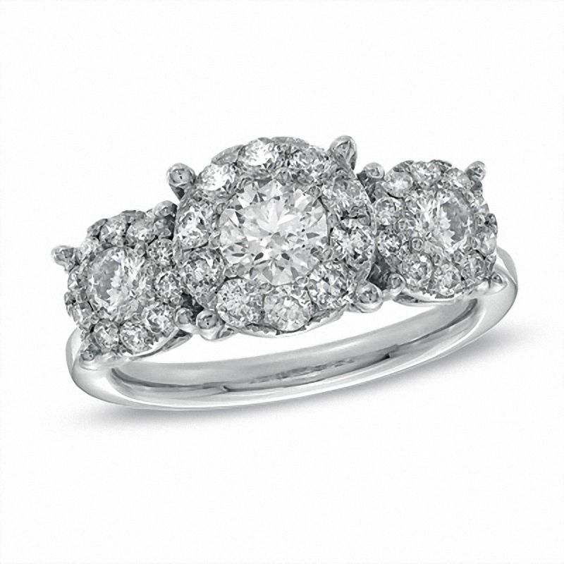 1-1/2 CT. T.W. Diamond Three Stone Engagement Ring in 14K White Gold