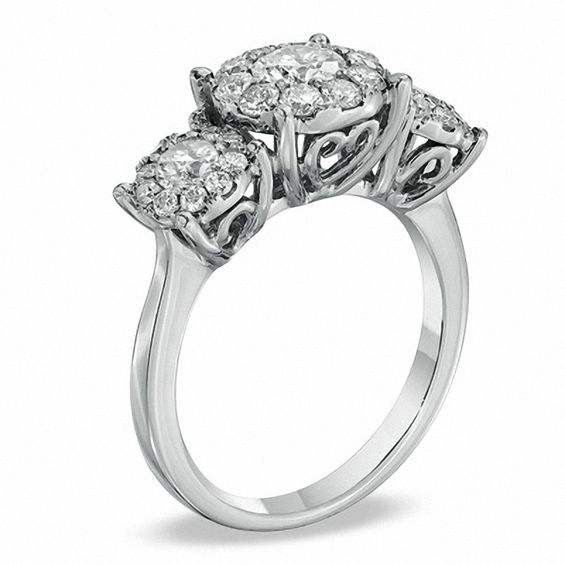 1-1/2 CT. T.w. Diamond Three Stone Engagement Ring in 14K White Gold