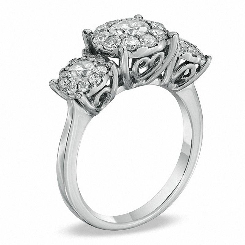 1-1/2 CT. T.W. Diamond Three Stone Engagement Ring in 14K White Gold