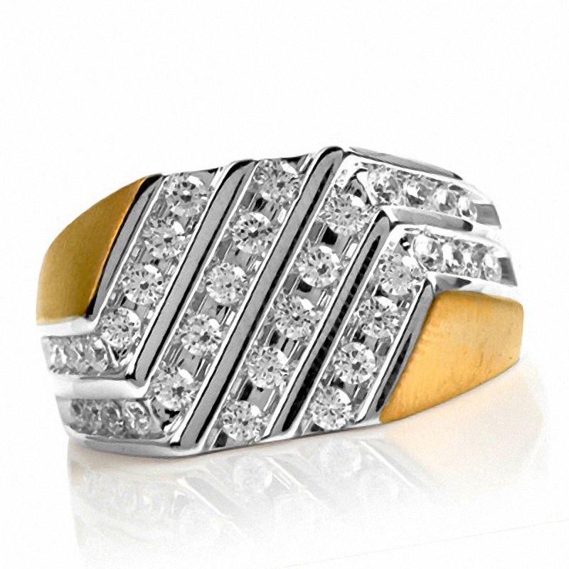 Main Image 1 of 1 CT. T.W. Diamond Multi-Row Slant Ring in 10K Gold