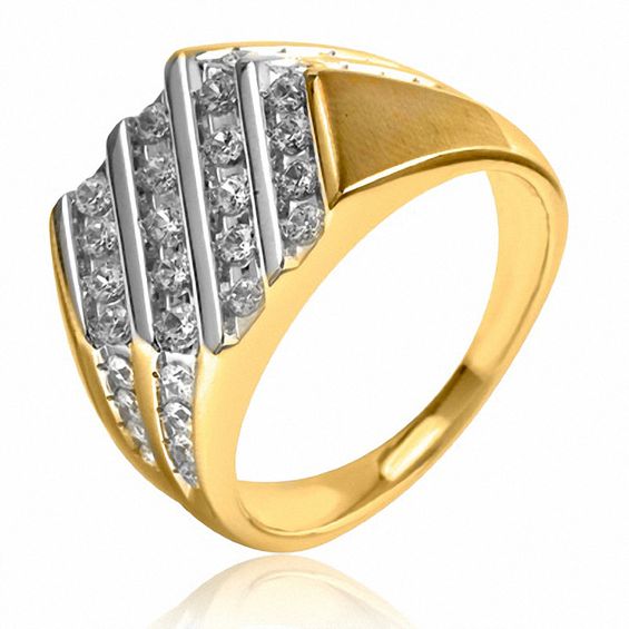1 CT. T.w. Diamond Multi-Row Slant Ring in 10K Gold