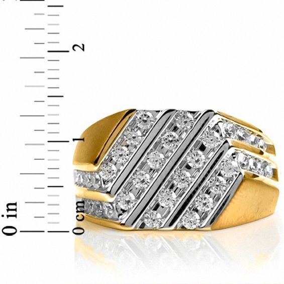 1 CT. T.w. Diamond Multi-Row Slant Ring in 10K Gold