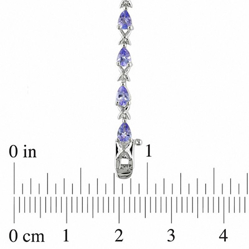 Pear-Shaped Tanzanite Line Bracelet in Sterling Silver