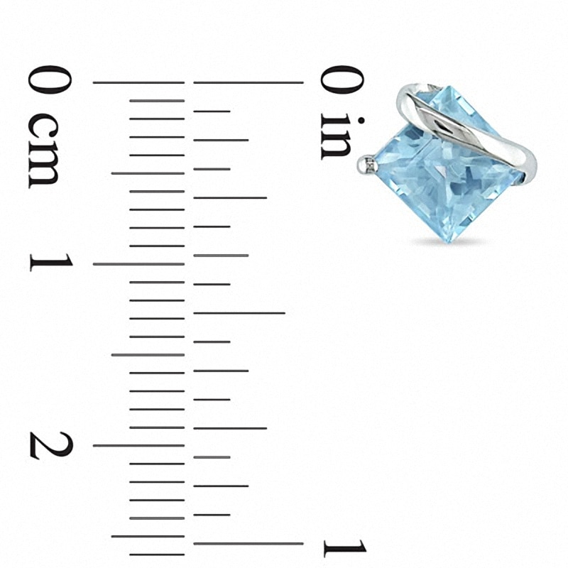 6.0mm Princess-Cut Sky Blue Topaz Swirl Stud Earrings in 10K White Gold