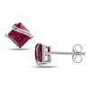 Thumbnail Image 0 of 6.0mm Princess-Cut Lab-Created Ruby Swirl Stud Earrings in 10K White Gold