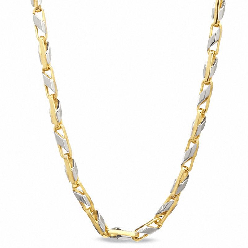 Men's Link Necklace in 10K Two-Tone Gold - 22"