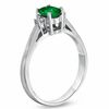 Thumbnail Image 1 of Oval Emerald and Diamond Accent Engagement Ring in 14K White Gold