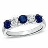 Thumbnail Image 0 of Blue Sapphire and 3/8 CT. T.W. Diamond Five Stone Band in 14K White Gold