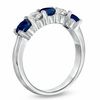 Thumbnail Image 1 of Blue Sapphire and 3/8 CT. T.W. Diamond Five Stone Band in 14K White Gold