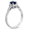 Thumbnail Image 1 of Oval Blue Sapphire and Diamond Accent Engagement Ring in 14K White Gold