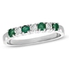 Thumbnail Image 0 of Emerald and 1/7 CT. T.W. Diamond Seven Stone Band in 14K White Gold