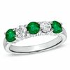 Thumbnail Image 0 of Emerald and 3/8 CT. T.W. Diamond Five Stone Band in 14K White Gold