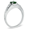 Thumbnail Image 1 of Emerald-Cut Emerald and Diamond Accent Engagement Ring in 14K White Gold