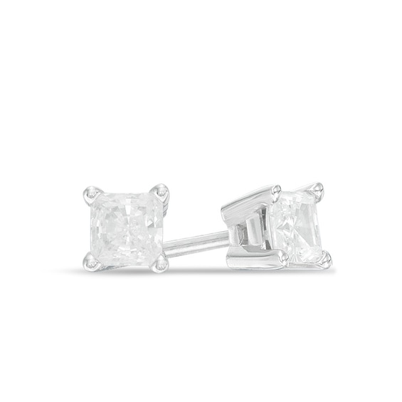 1/2 CT. T.w. Certified Canadian Princess-Cut Diamond Solitaire Stud Earrings in 14K White Gold (I/I2)