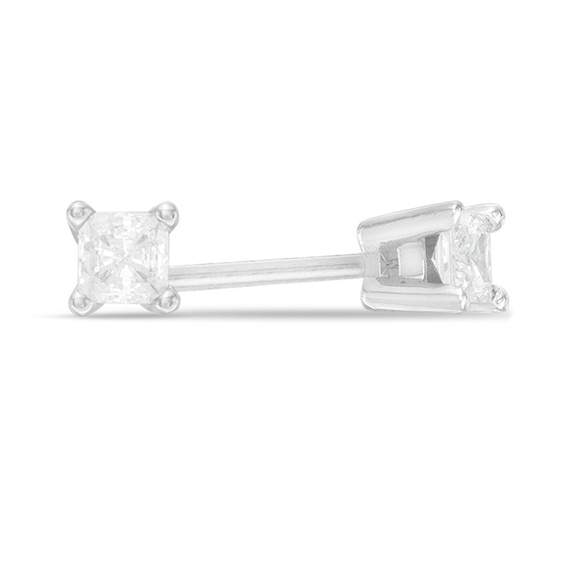 1/4 CT. T.w. Certified Canadian Princess-Cut Diamond Solitaire Stud Earrings in 14K White Gold (I/I2)