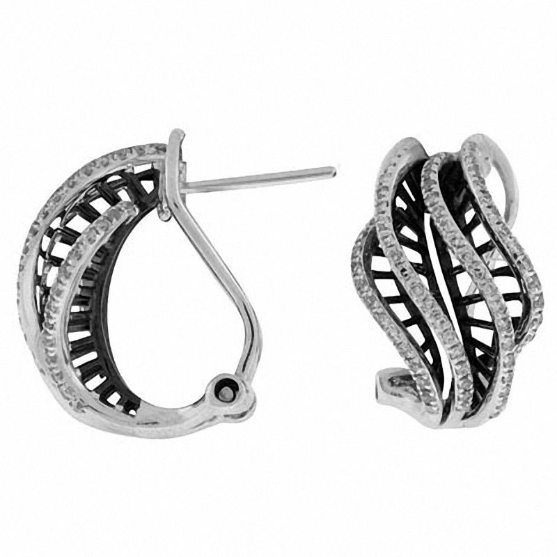 Main Image 1 of 1/2 CT. T.W. Diamond Wave Drop Earrings in 14K White Gold