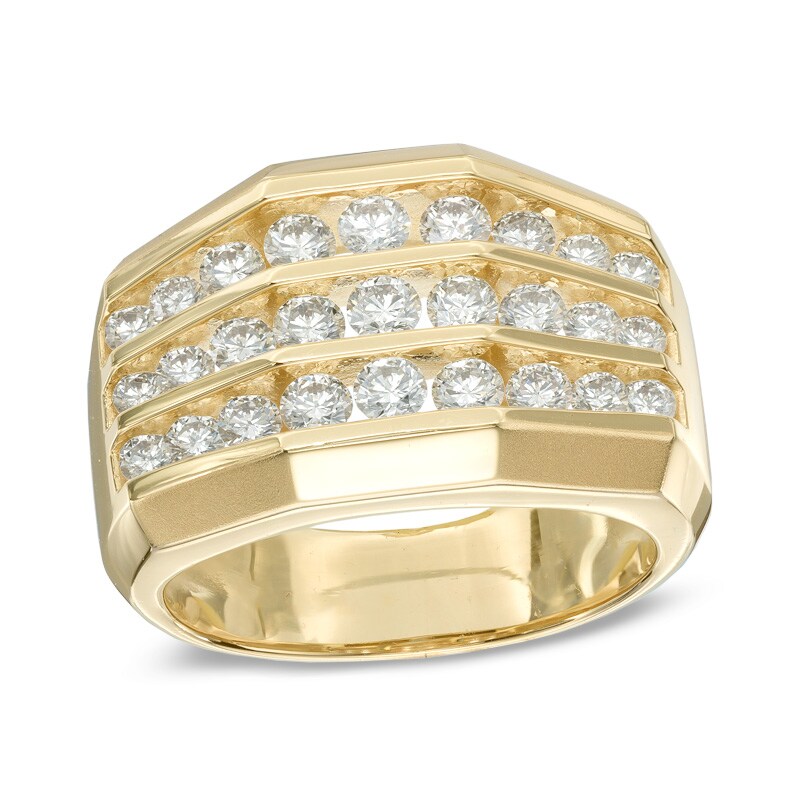 Men's 1-3/4 CT. T.W. Diamond Channel Set Triple Row Ring in 10K Gold