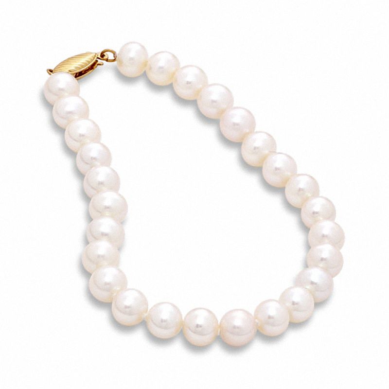 Main Image 2 of Honora 6.0-6.5mm Freshwater Cultured Pearl Bracelet-7.25"