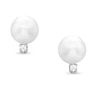 Thumbnail Image 0 of 6.0mm Cultured Freshwater Pearl and Diamond Accent Stud Earrings in 14K White Gold