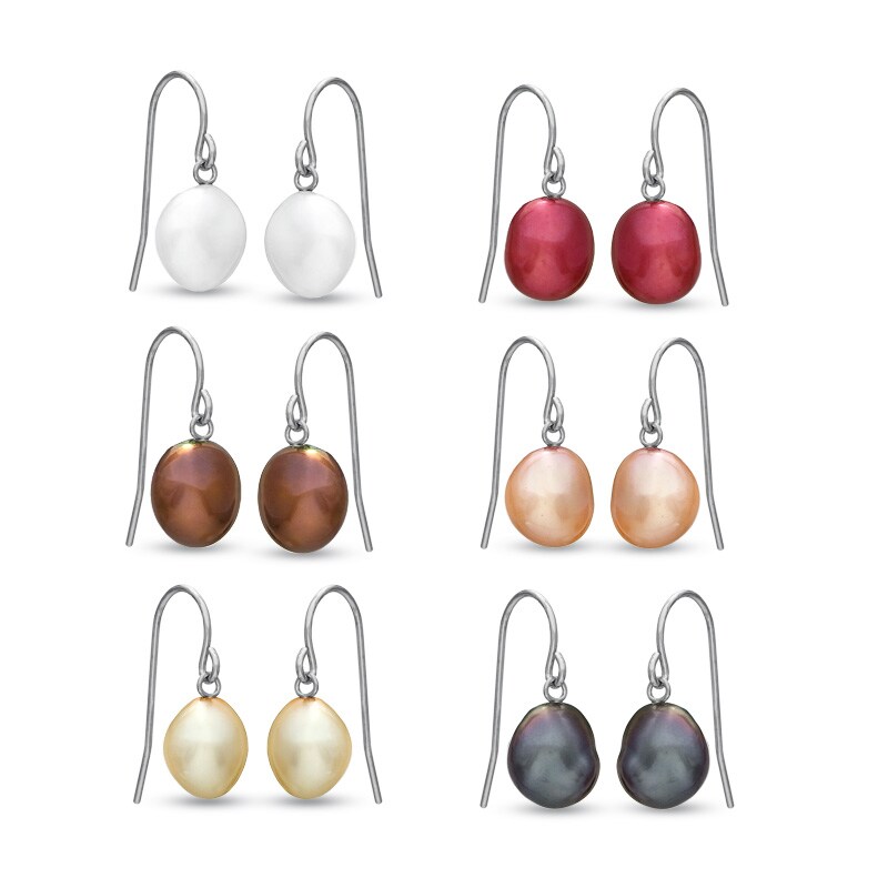 Main Image 1 of Honora 7.0-8.0mm Multi-Color Baroque Freshwater Cultured Pearl Earring Set in Sterling Silver