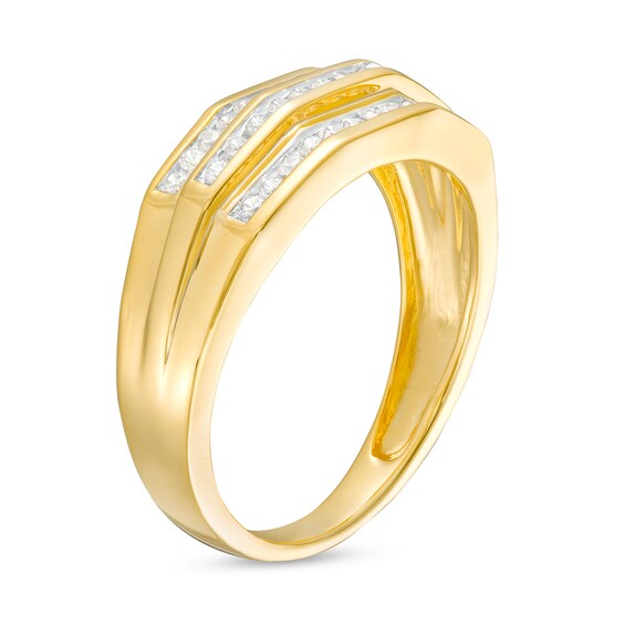 1/2 CT. T.w. Diamond Triple Row Wedding Band in 10K Gold