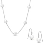 Thumbnail Image 1 of Honora 7.5-8.0mm Freshwater Cultured Pearl Station Necklace and Earrings Set in Sterling Silver