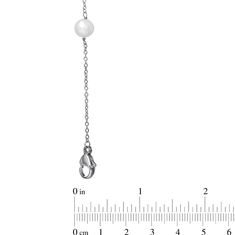 Main Image 2 of Honora 7.5-8.0mm Freshwater Cultured Pearl Station Necklace and Earrings Set in Sterling Silver