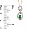 Thumbnail Image 2 of Oval Emerald and 1/8 CT. T.W. Diamond Double Circle Frame Pendant in 10K Gold