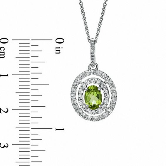 Peridot, Lab-Created White Sapphire and Diamond Accent Pendant, Ring and Earrings Set in Sterling Silver - Size 7