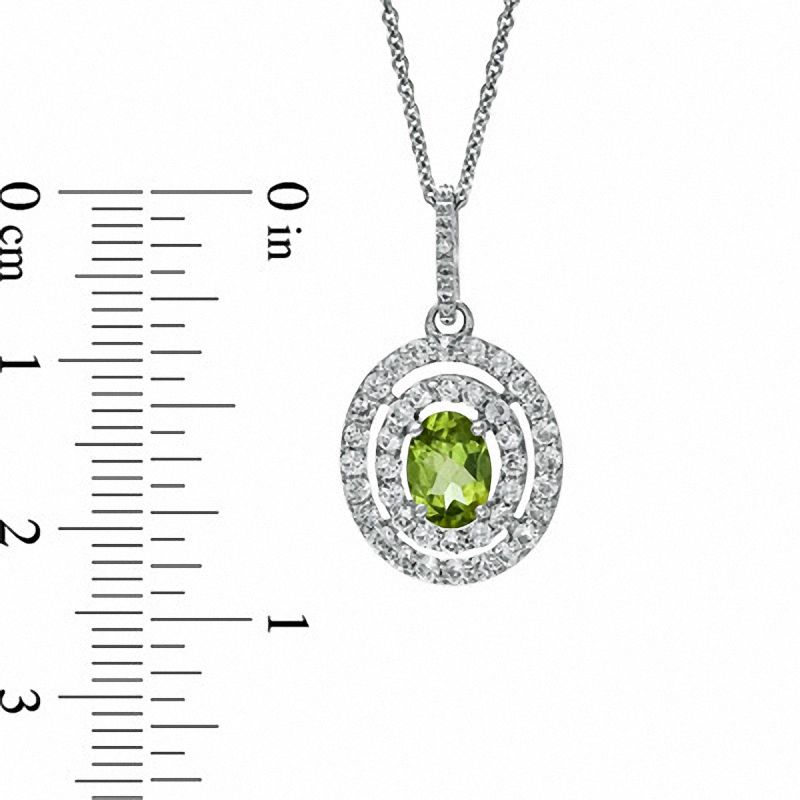 Main Image 3 of Peridot, Lab-Created White Sapphire and Diamond Accent Pendant, Ring and Earrings Set in Sterling Silver - Size 7