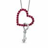 Thumbnail Image 1 of Lab-Created Ruby and Diamond Accent Heart Pendant with Key Charm in Sterling Silver