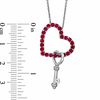 Thumbnail Image 2 of Lab-Created Ruby and Diamond Accent Heart Pendant with Key Charm in Sterling Silver