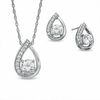 Thumbnail Image 1 of Lab-Created White Sapphire Pendant and Earrings Set in Sterling Silver