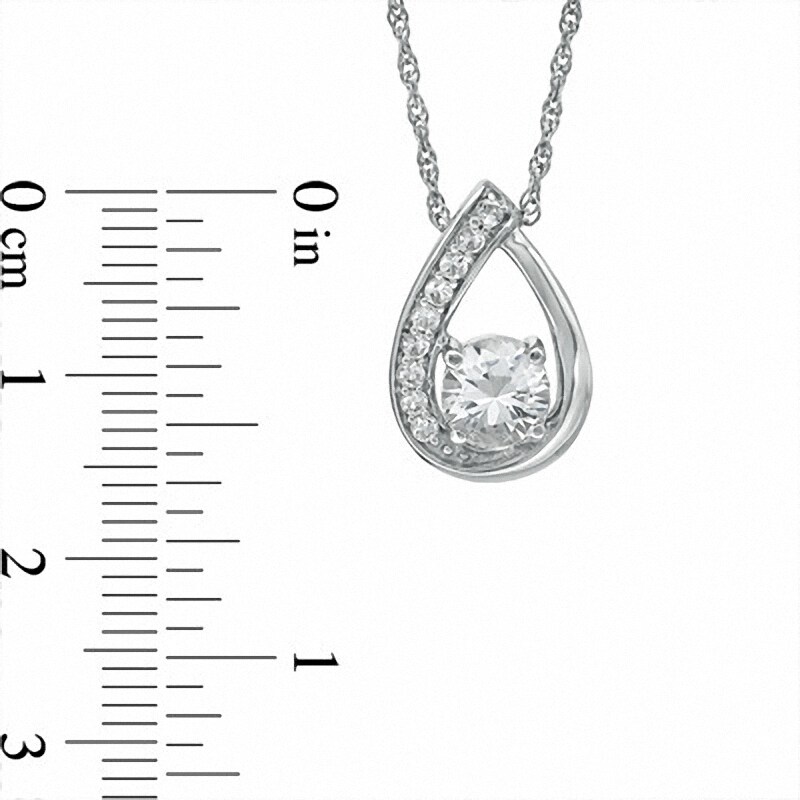 Main Image 2 of Lab-Created White Sapphire Pendant and Earrings Set in Sterling Silver