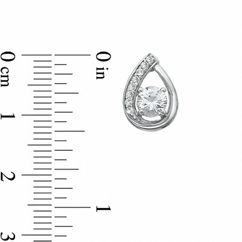 Main Image 3 of Lab-Created White Sapphire Pendant and Earrings Set in Sterling Silver