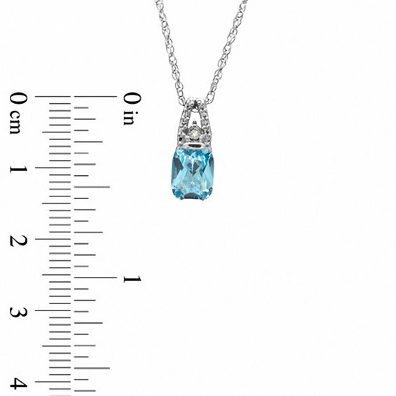 Cushion-Cut Blue Topaz and Diamond Accent Pendant, Ring and Earrings Set in Sterling Silver - Size 7