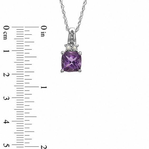 Cushion-Cut Amethyst and Diamond Accent Pendant, Ring and Earrings set in Sterling Silver - Size 7