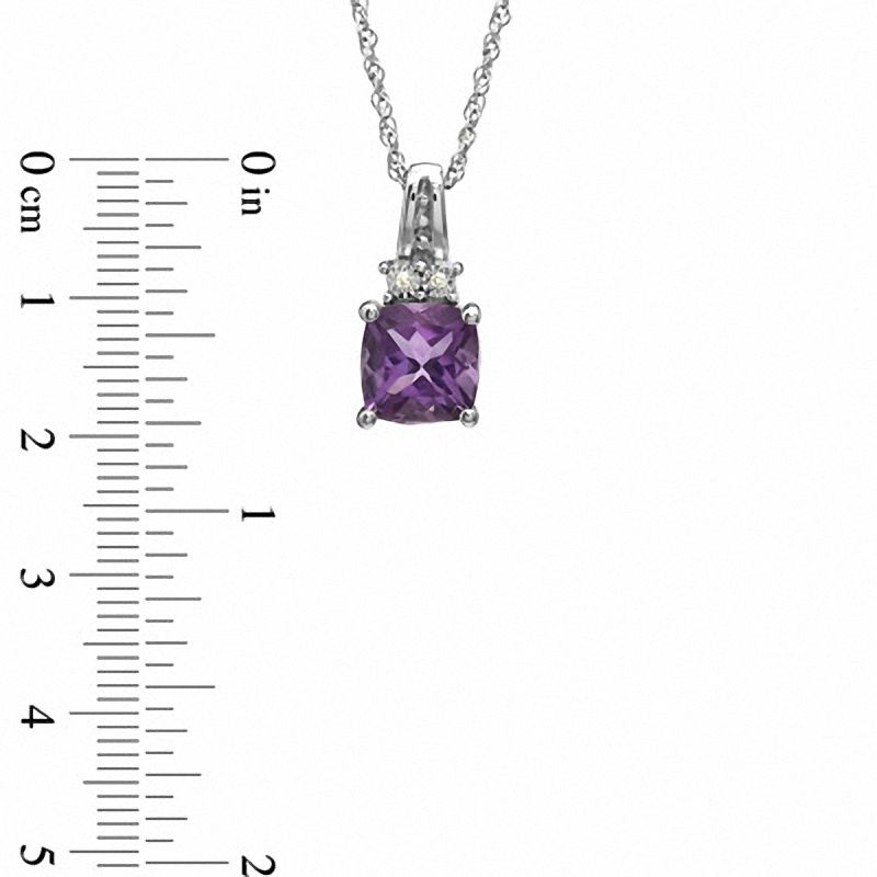 Main Image 3 of Cushion-Cut Amethyst and Diamond Accent Pendant, Ring and Earrings set in Sterling Silver - Size 7