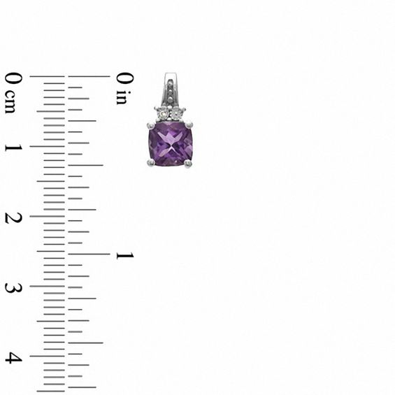 Cushion-Cut Amethyst and Diamond Accent Pendant, Ring and Earrings set in Sterling Silver - Size 7