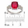 Thumbnail Image 2 of Cushion-Cut Lab-Created Ruby and Diamond Accent Pendant, Ring and Earrings Set in Sterling Silver - Size 7