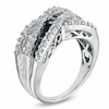 Thumbnail Image 2 of Lab-Created White and Ceylon Sapphire Crossover Band in Sterling Silver