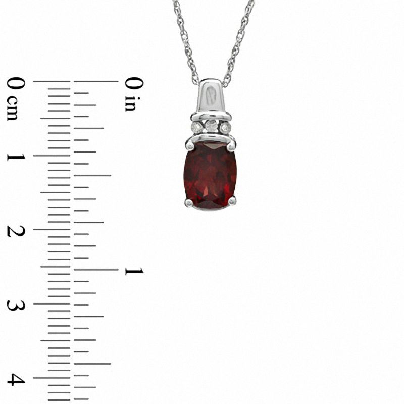 Main Image 3 of Cushion-Cut Garnet and Diamond Accent Pendant, Ring and Earrings Set in Sterling Silver - Size 7